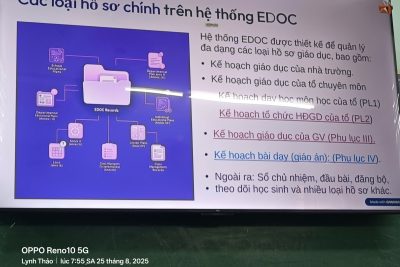 TẬP HUẤN HƯỚNG DẪN THỰC HIỆN HỒ SƠ SỔ SÁCH ĐIỆN TỬ TRÊN PHẦN MỀM EDOC CHO CÁN BỘ, GIÁO VIÊN